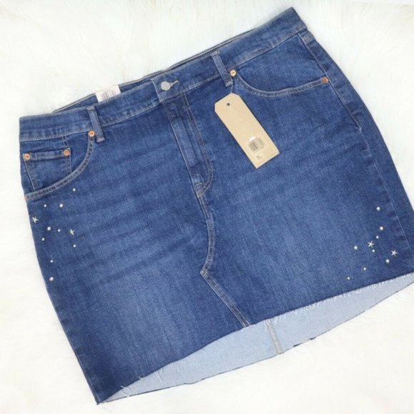 Levi's Deconstructed Jean Skirt with Studs,16W / 20W - Picture 2 of 5